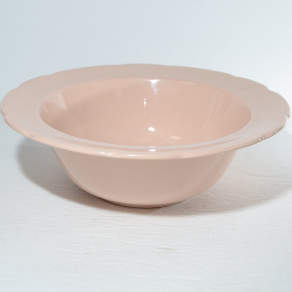 Adderley pink bowl salad bowl mixing bowl ironstone serving dish vintage made in England dinnerware embossed rim pastel peach