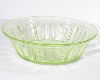 Hocking glass Green Depression Glass Colonial Knife and fork vegetable bowl uranium 8 3/4" large bowl