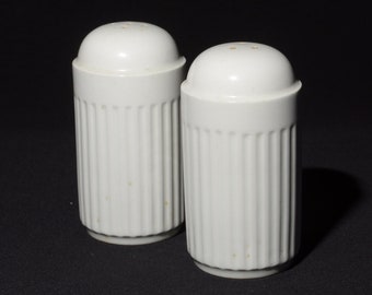 Johnson Bros Johnson Brothers Athena Salt and Pepper Shakers England white ribbed rim rib original stoppers