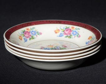 Set of 4 Vintage Swinnertons Tudor rose berry dessert bowl bowl 5.5" Bone China England floral bouquet Staffordshire 22 Kt gold