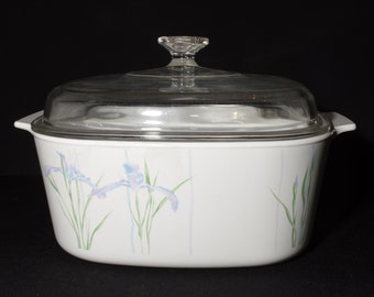 CORNING WARE Vintage Shadow Iris A-5-B 5 quart 5 liter Casserole with Glass Lid Pyroceramic Pyrex lid A-12-C Dutch oven A5B purple 5 Qt