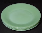 Set of 4,FIRE KING, Jadeite, Jadite, Jane Ray, Dinner Plate, 9 quot , Collectible Fire King, Vintage Fire King, Anchor Hocking, milk glass, plate