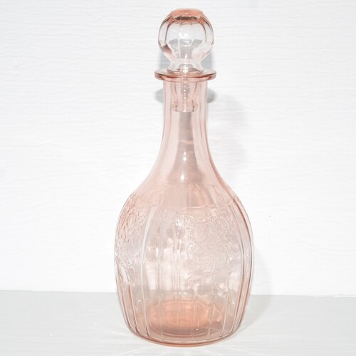 Mayfair Pink Depression Glass Decanter With Stopper by Anchor Etsy