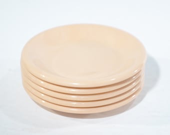 Vintage MELMAC beige Set von 5 Untersetzer 3 "GPL Melamin seltene kanadische Melmac 312 Kind Geschirr Spielzeug