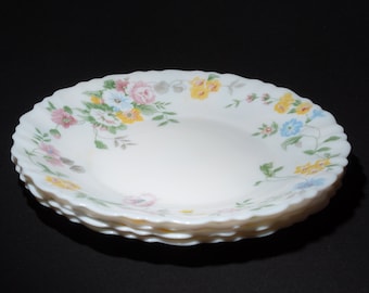 Assiette à Dessert Arcopal Vintage - Blanc Festonné Motif Fleuri HORTENSE - 19 Cm