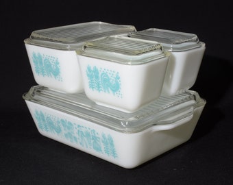 PYREX Amish Butterprint Full set Butterprint Fridgies with lids Vintage Pyrex Set 1950s Pyrex Refrigerator dish Set 501  502 503 fridgie ap