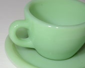 FIRE KING, Restaurant Ware, Teacup and Saucer, Collectible Fire King, Vintage Fire King, Anchor Hocking, Green Fire King, Fire King Mug, cup