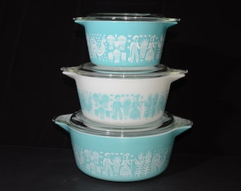 Vintage Pyrex Amish Butterprint Casserole Dish Set -Unused New in