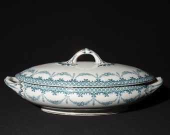 Antieke MALVERN Royal semi-porselein Wood and sons green Bone China bedekte terrine serveerschaal groentekom braadpan Vintage