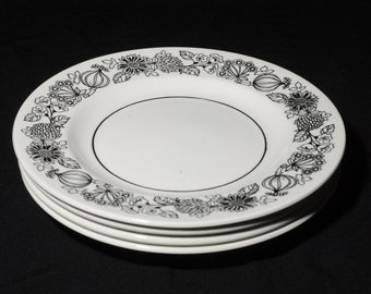 Vintage Manitou small plate Set of 4 Dinnerware Grindley Ironstone Made in England dishwasher safe 6.5" plate Staffordshire Black