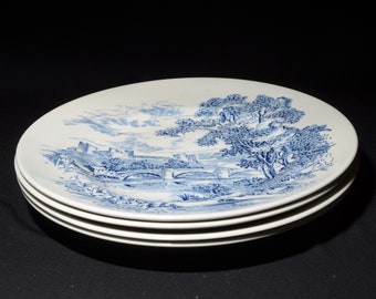 Set of 4 Vintage Wedgwood Countryside Dinner Plate 10 Inches Blue