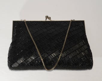 Vintage purse beaded purse black purse wedding purse vintage wedding boho wedding bohemian wedding french romantic