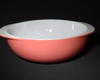 PYREX flamingo pink round casserole vintage pyrex cocotte made in USA 024 2 Qt SCRATCHES