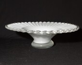 Vintage, FENTON, Silvercrest, Milk glass, 11 inches, Footed, bowl, serving dish, 1950, made in USA, vintage,pedestal,wedding,ruffled edge
