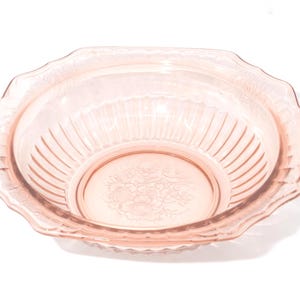 Anchor Hocking MAYFAIR open rose Pink depression glass vegetable bowl handles vintage pink depression pink glass serving bowl MINT