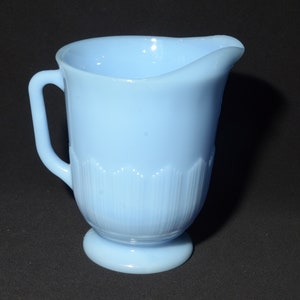 PYREX Delphite Blue pitcher vintage 1930s Rare Odds and Ends  Canadian Blue Delphite Corning glass DAMAGED