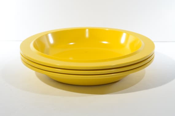 Vintage Melmac MEPAL melamine yellow orange Set of 3 deep plate bowl Mid century Hard Plastic Melamine Holland Koen de Winter D195 Excellent
