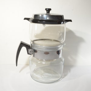 PYREX Deluxe Flameware 8856-B 6 Tassen Filterkaffeekanne Glas Kaffeekanne Kaffee Perkolator alle Teile # 7756 Vintage Kaffeekaraffe komplett