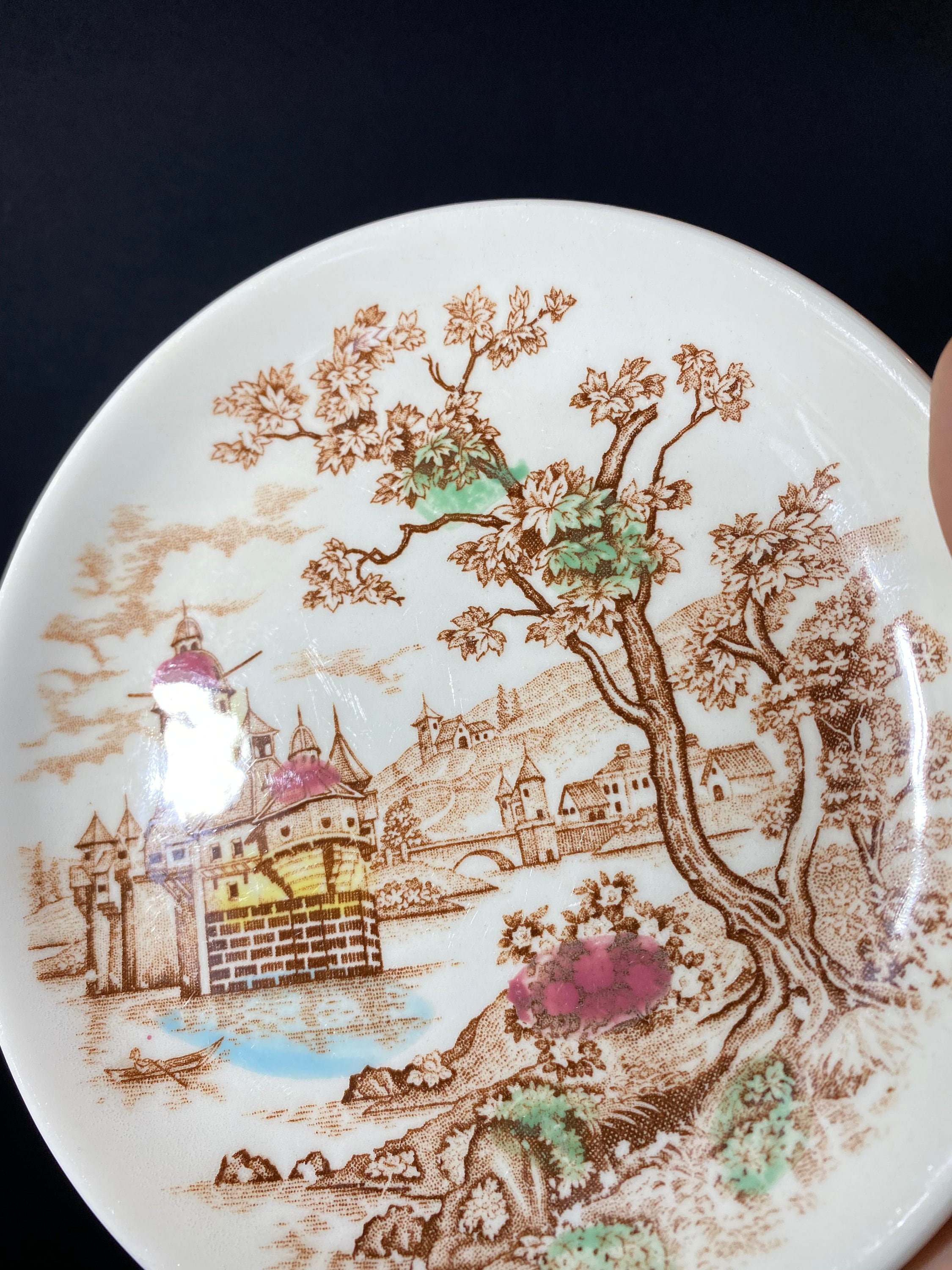 Set of 4 Vintage Chateau Bread Butter Plate Multicolor