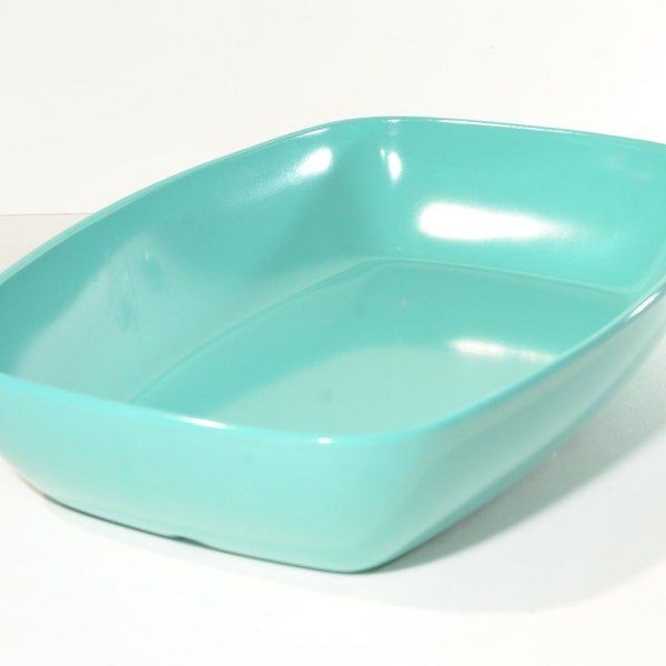 Vintage MELMAC Melamine Teal green Serving Bowl GPL Dinnerware Hard Plastic Camping Canada MCM Midcentury 319