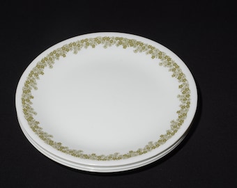 Set of 4 Vintage Corelle Spring Blossom Green lunch Plate 8 1/2" salad plate USA Crazy Daisy Spring Daisy plate