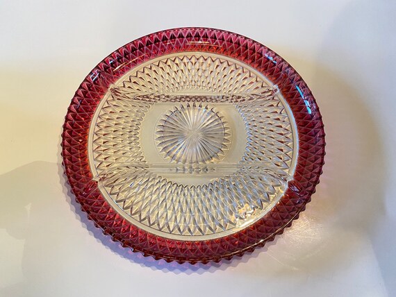 ヴィンテージ インディアナガラス ルビーフラッシュダイヤモンド