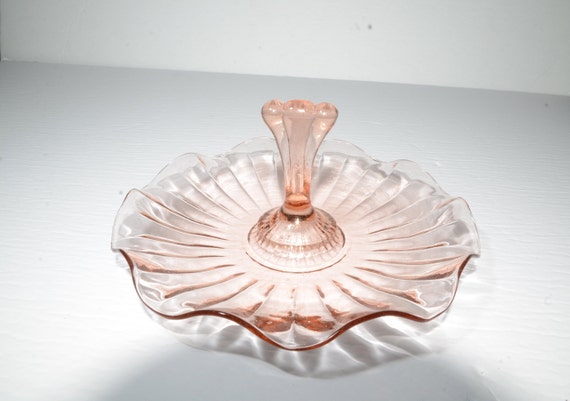1930s Pink Depression Glass Refrigerator Container Round Ribbed