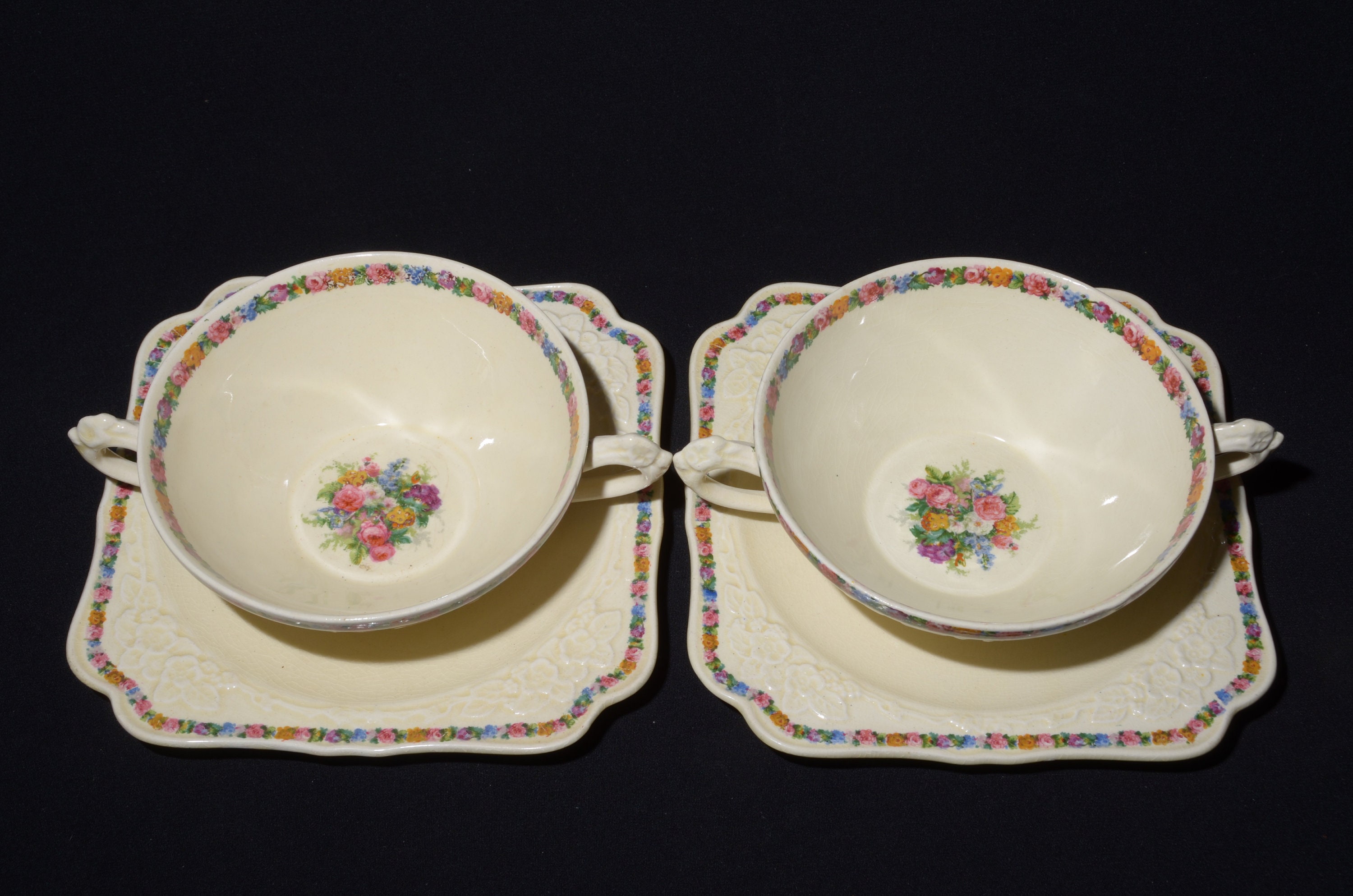 Set of 2 CROWN DUCAL Gainsborough Soup Cup and Saucer Soup Bowl