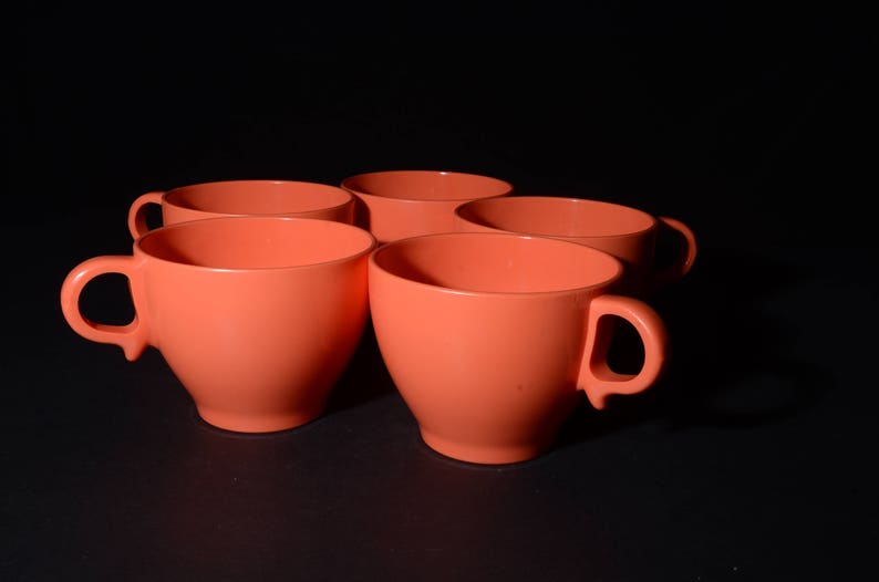 Vintage MELMAC Melamine Orange Coffee Cups Tea Cups Set Etsy