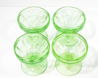 ヘーゼルアトラス グリーンデプレッショングラス シャーベットボウル4