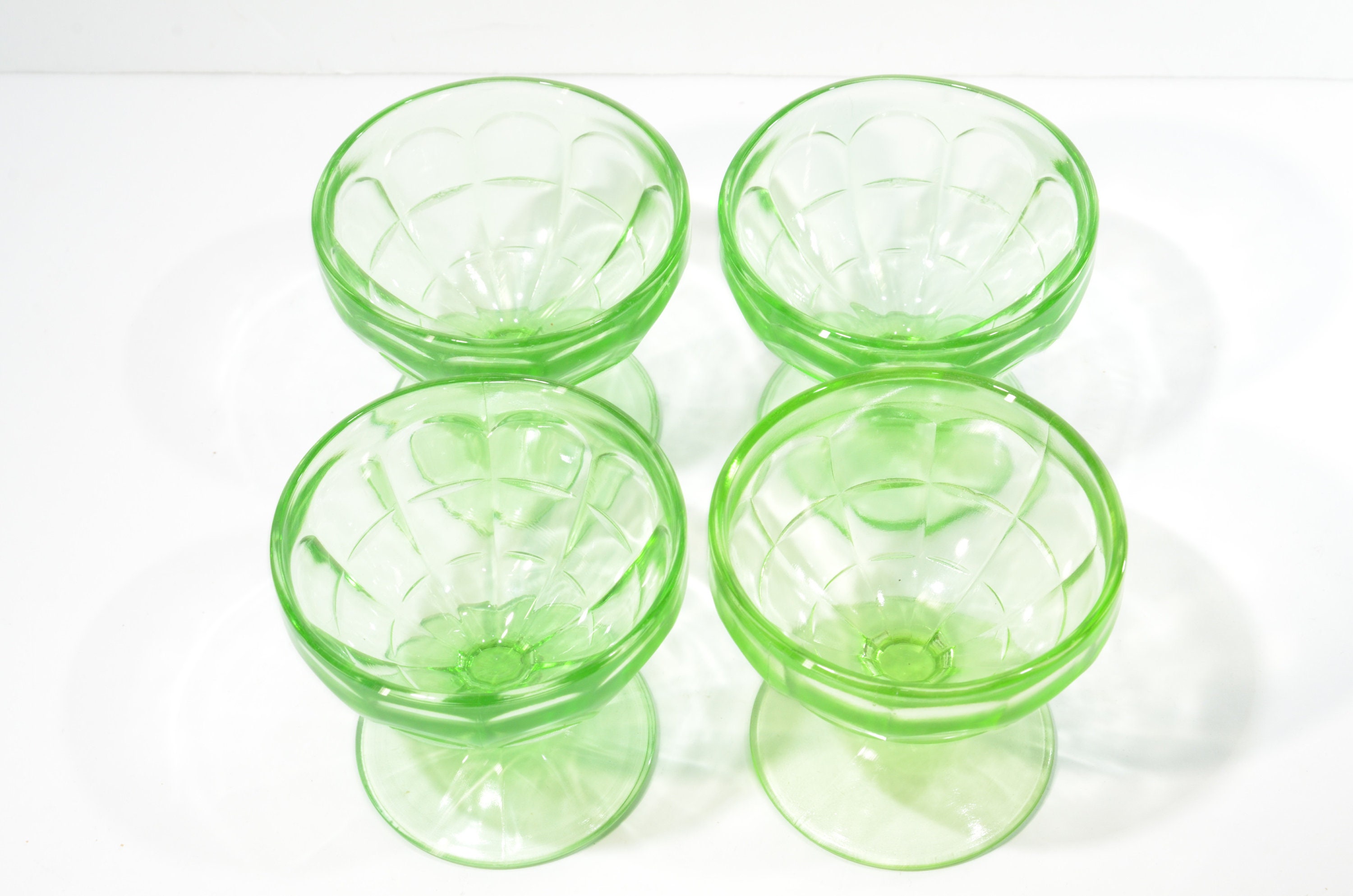 ヘーゼルアトラス グリーンデプレッショングラス シャーベットボウル4