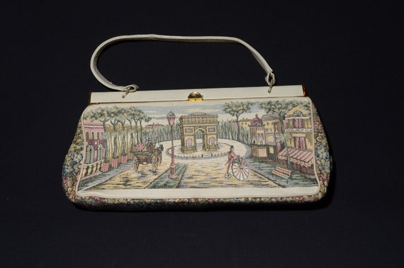Vintage Handbag Italian Tapestry La Marquise C.1960 Embroidered