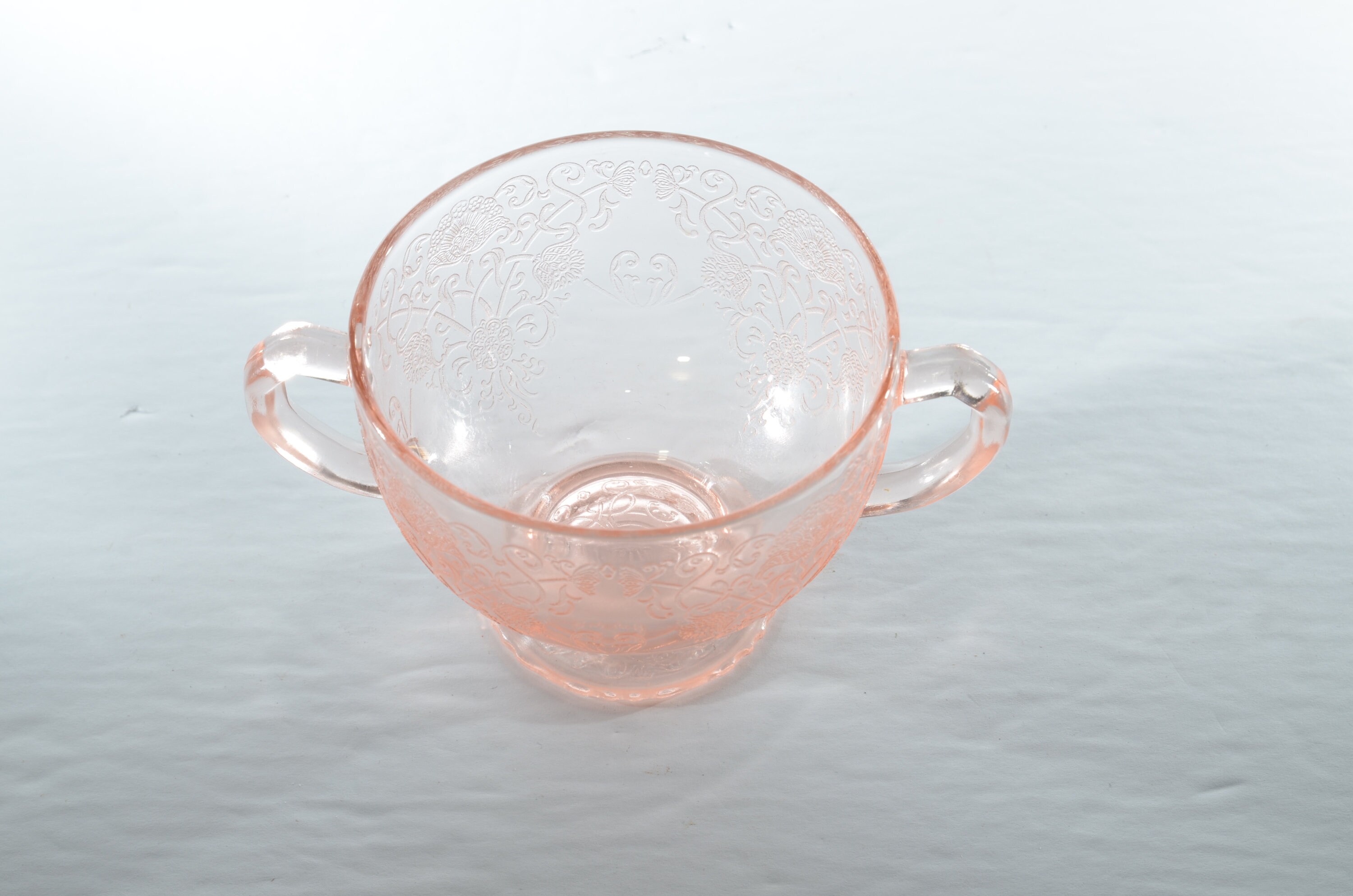 HAZEL ATLAS GLASS Co ピンクデプレッショングラス シュガーボウル