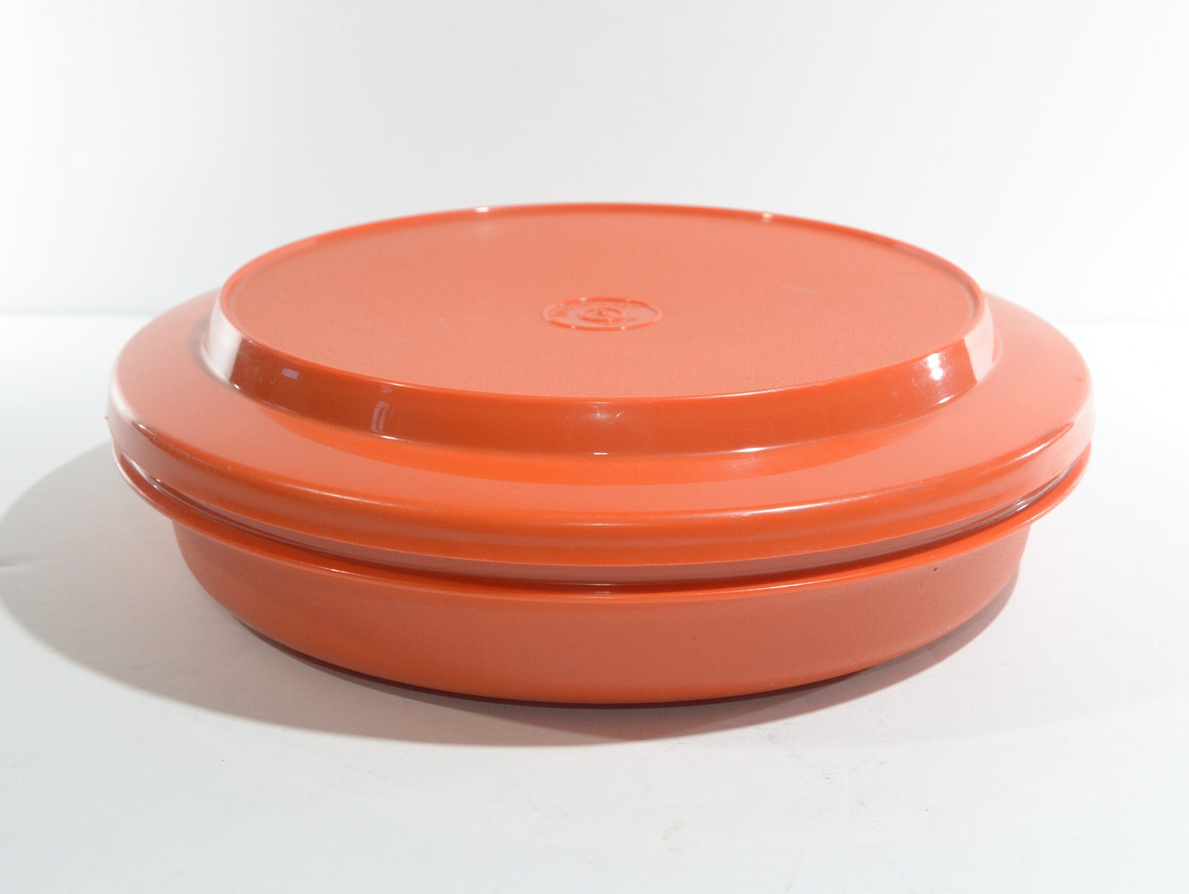 Vintage TUPPERWARE Orange Seal Serve Bowl Lidded 8 Inches Dish