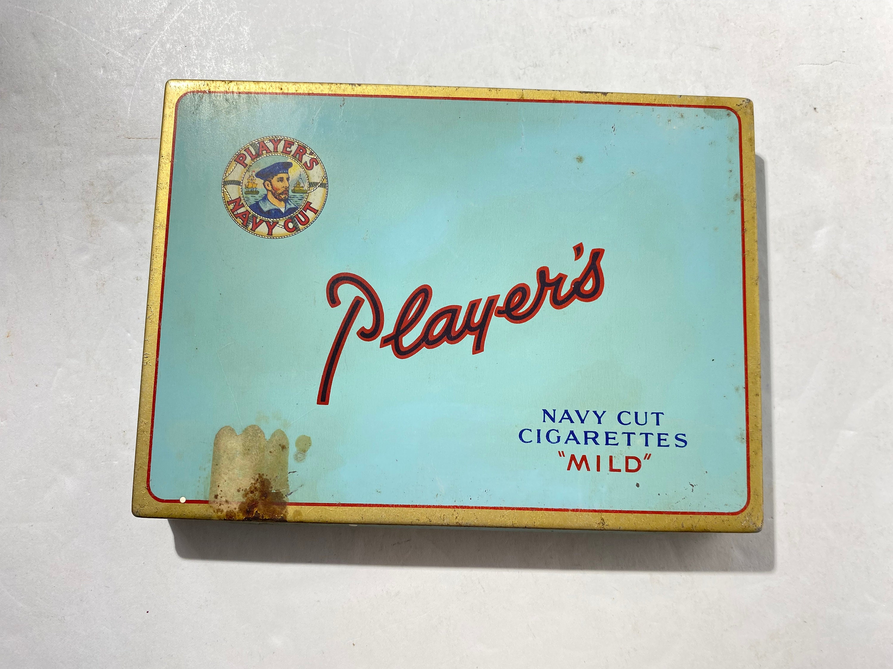 Canadian Player's Navy Cut Mild Cigarettes Tin Tobacco Box Tobacciana  Container Tobacco Tin Montreal Canada Vintage