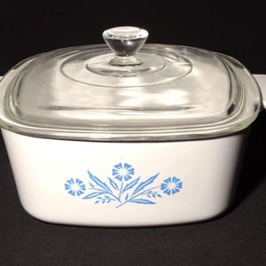 CORNING WARE A-1 1/2-B Blue Cornflower  1-1/2 Qt Casserole Glass Lid Casserole Dish Pyroceramic Pyrex lid 1.5 L