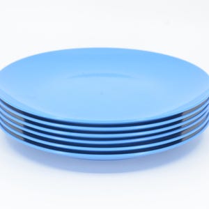 Vintage MELMAC Maplex Blue set of 6 Plate 6.5&quot; Small plate Quality Melamine Dinnerware Mid-century SCUFFING