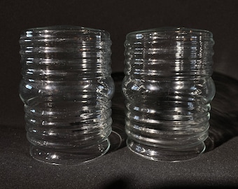 2er Set Vintage Klar Pressglas Lampe Gerippte Leuchte Abdeckung Jelly jar Deckenleuchte Veranda Light Globe Bullseye 4,5 "hoch