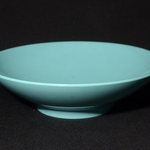Vintage MELMAC Evermaid CARNIVAL by Diwalt Turquoise blue Footed Serving bowl Mid century Hard Plastic Melamine 8 3/4&quot;D