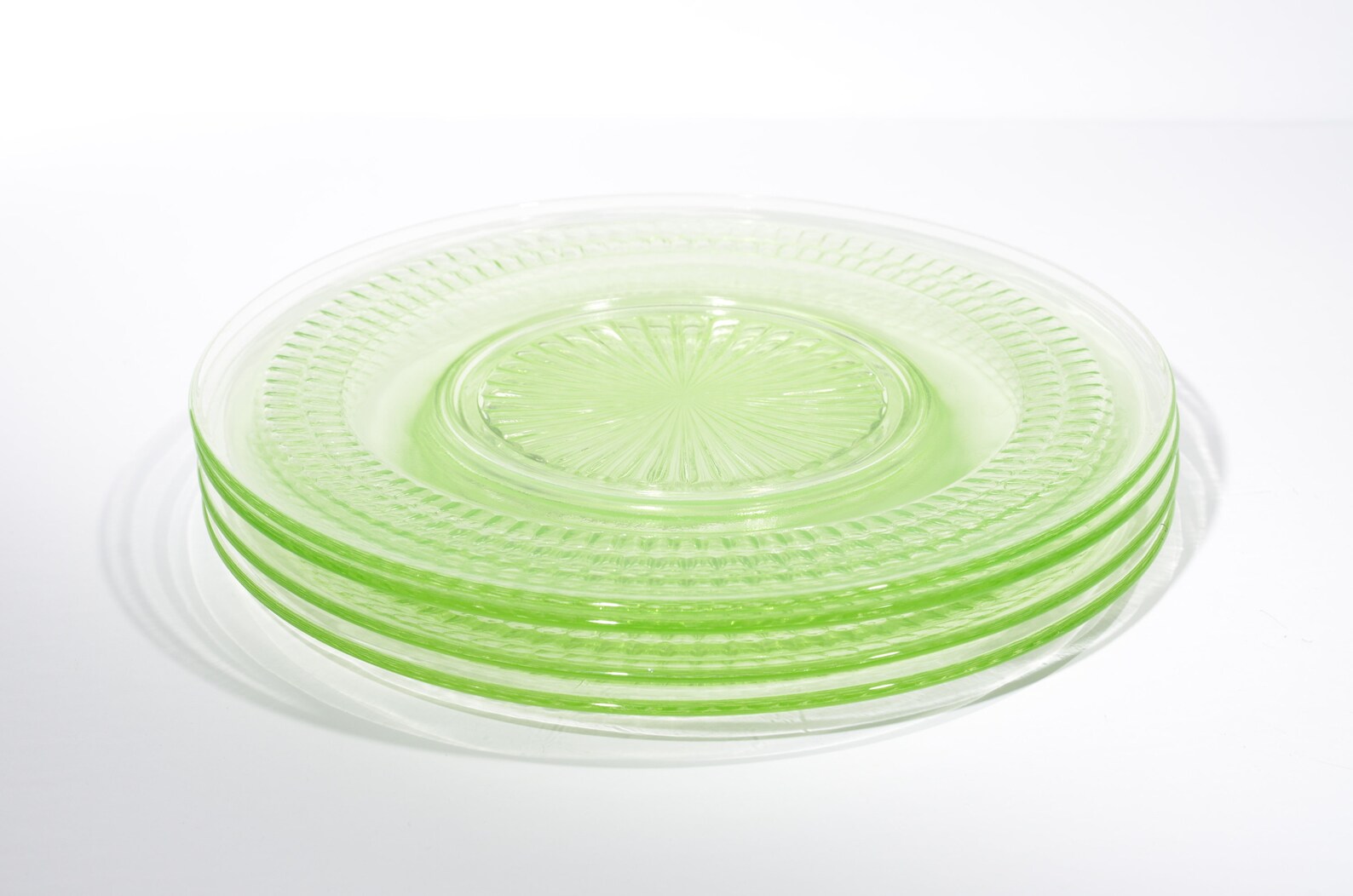Hocking Glass Green Depression Glass Roulette Set of 4 Dinner Etsy