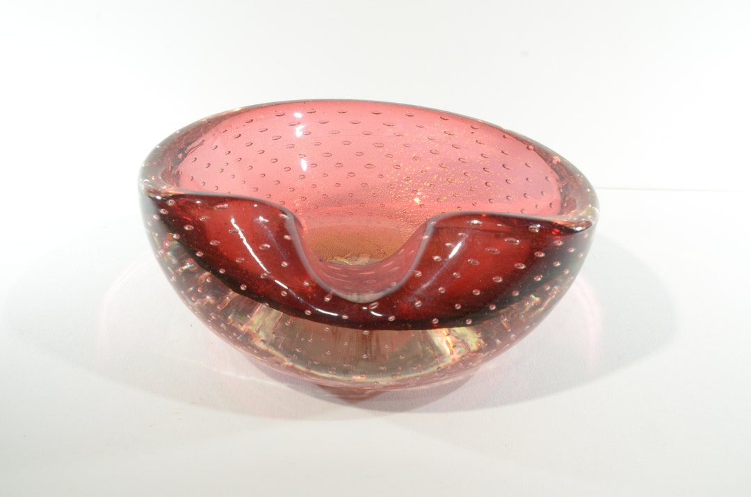 Murano Glass Heavy Glass Italy Strawberry Pink Controlled Etsy