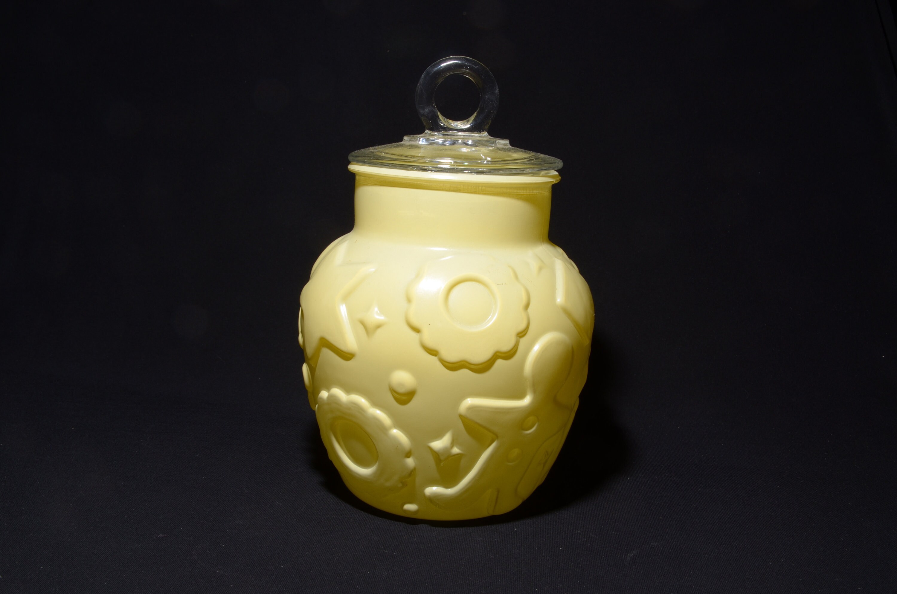 Vintage HAZEL ATLAS yellow biscuit jar cookie jar lid Etsy