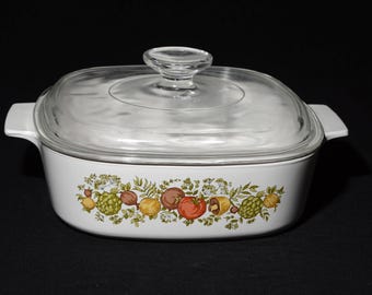 CORNING WARE 2 Qt Vintage Spice of Life Casserole Glass Lid Covered Casserole Dish Pyroceramic Pyrex A-2-B 2 liter SOL