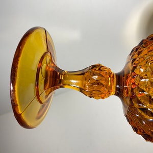 Vintage Diamond Point Amber Set of 4 Water Goblet Footed 6.5 tall Wine by Indiana Glass mcm image 8