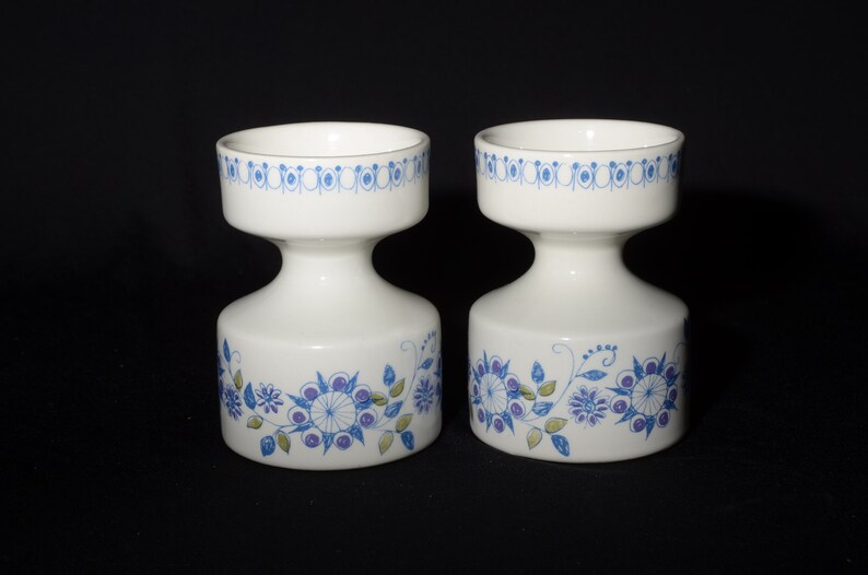 candle holder candlestick Norway Figgjo midcentury Turi Gramstad rare One pair vintage 1960s Lotte burn marks