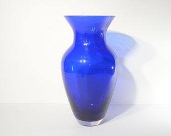 Vintage Vase Kobaltblau Glas Blumenglas 24 cm hoch blaues Glas groß