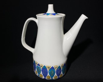 Norway Figgjo CLUPEA coffee pot teapot server vintage midcentury Turi Gramstad Flint 1960s tea pot fish blue purple rare lid 5 cup CRAZING