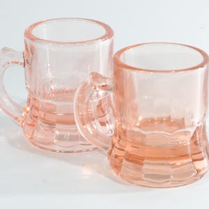 Set van 2 roze borrelglaasjes shooterglazen helder glazen handvat MCM-drankset Bart Cart Bargerei depressieglazen mokvormige mok