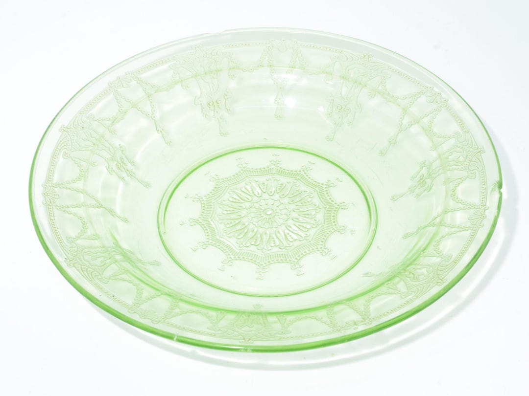 Hocking Glass CAMEO Ballerina Dancing Girl Green Depression Glass Flat ...