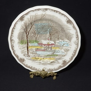 Shakespeare Sonnets dinner plate 10 inches Anne Hathaway&#39;s Cottage Kensington R2815 England vintage Transferware winter scene